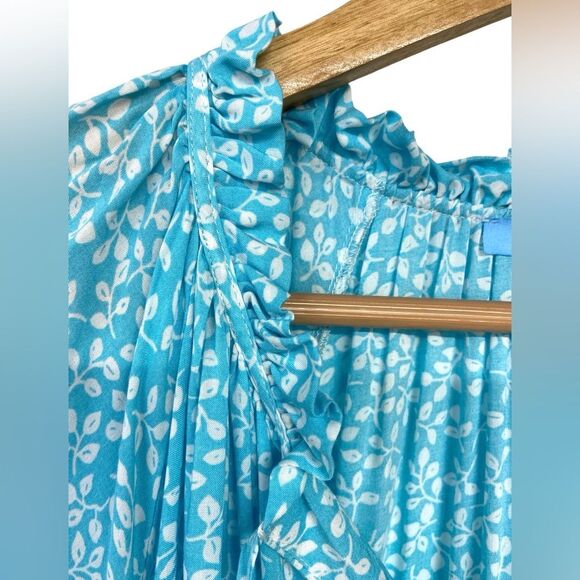 Draper James RSVP Keyhole Pleat Neck Turquoise Cottagecore Dress Size XXL - Picture 6 of 8